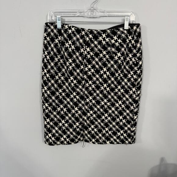 NWT Dalia Collection Wool Blend Short Pencil Skirt Size 8 Black & White Tweed - Picture 2 of 9
